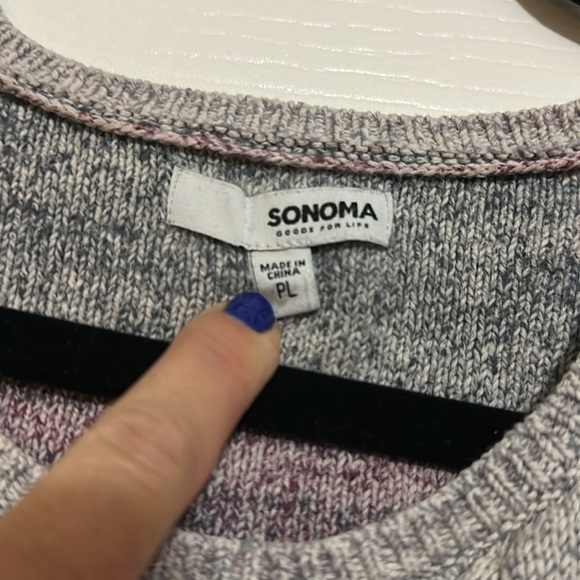 Sonoma Women's Sweater in Gray and Pink Stripes size PL - Picture 3 of 6